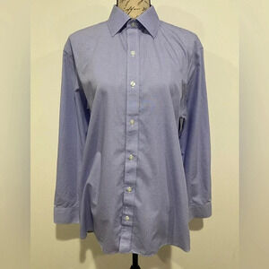 Bonobos Standard Fit Long Sleeve Dress Shirt 16x34 Geometric Blue WRINKLE FREE